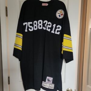 Authentic AUTOGRAPHED Mitchell & Ness Black Pittsburgh Steelers Throwback Jersey